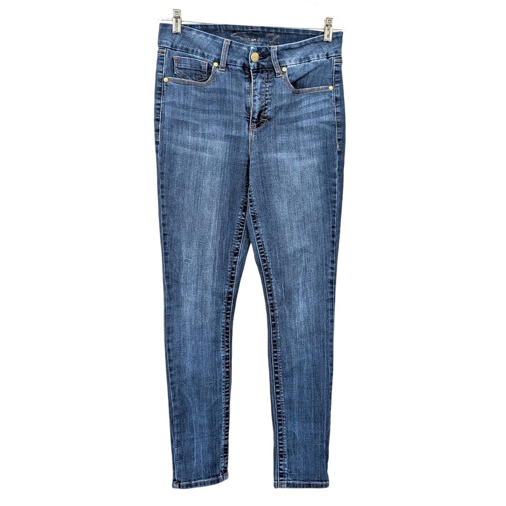 Seven7 Tummyless High Rise Skinny Jeans Stretch Medium Wash Size 8